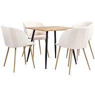5-piece Dining Set, Textile, Cream 3053917 - Dining Set