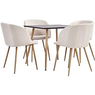 5-piece Dining Set, Textile, Cream 3054037 - Dining Set