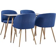 5-piece Dining Set, Textile, Blue 3053800 - Dining Set