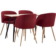 5-piece Dining Set Textile Burgundy 3053688 - Dining Set