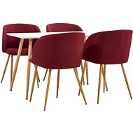 5-piece Dining Set, Textile, Burgundy 3053768 - Dining Set