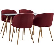 5-piece Dining Set Textile Burgundy 3053808 - Dining Set