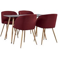 5-piece Dining Set, Textile, Burgundy 3053848 - Dining Set