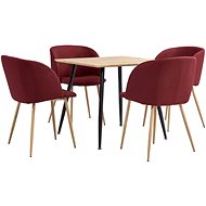 5-piece Dining Set, Textile, Burgundy 3053929 - Dining Set