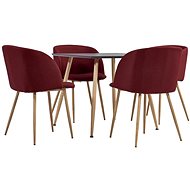 5-piece Dining Set, Textile, Burgundy 3054089 - Dining Set