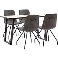 5-piece Dining Set Dark Brown Faux Leather 3050504 - Dining Set
