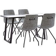 5-piece Dining Set Dark Grey Faux Leather 3050112 - Dining Set