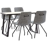5-piece Dining Set Dark Grey Faux Leather 3050464 - Dining Set