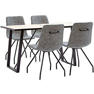 5-piece Dining Set, Dark Grey, Faux Leather 3050508 - Dining Set