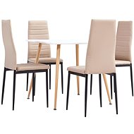 5-piece dining set faux leather cappuccino 3053991 - Dining Set