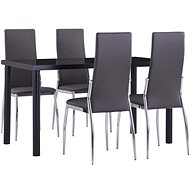 5-piece dining set faux leather gray 3052999 - Dining Set