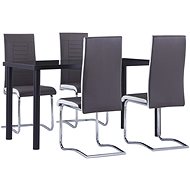 5-piece Dining Set, Faux Leather, Grey 3053012 - Dining Set