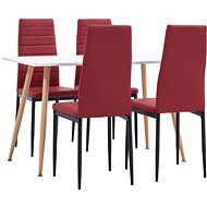 5-piece dining set faux leather burgundy 3053748 - Dining Set