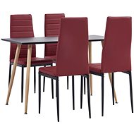 5-piece dining set faux leather burgundy 3053788 - Dining Set
