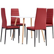 5-piece dining set faux leather burgundy 3053989 - Dining Set