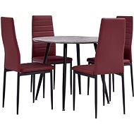 5-piece Dining Set Faux Leather Burgundy 3054189 - Dining Set