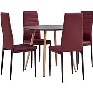 5-piece dining set faux leather burgundy 3054309 - Dining Set
