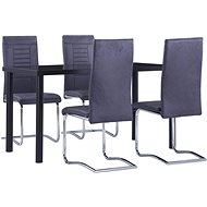 5-piece Dining Set, Faux Suede Leather, Grey 3053024 - Dining Set