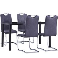 5-Piece Dining Set, Synthetic Suede Leather, Grey 3053040 - Dining Set