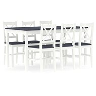 7-Piece Dining Set, Pine Wood, White and Grey  283376 - Dining Set