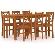 7-piece Dining Set, Pine Wood, Honey Brown 283374 - Dining Set