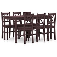 7-piece Dining Set Pine Wood Dark Brown 283377 - Dining Set