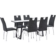 7-piece Dining Set, Black Faux Leather 3050077 - Dining Set