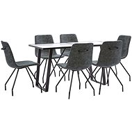 7-piece Dining Set Black Faux Leather 3050109 - Dining Set