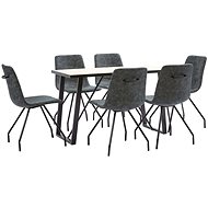 7-piece Dining Set, Black Faux Leather 3050461 - Dining Set