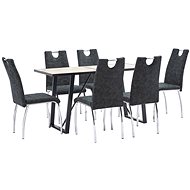 7-piece Dining Set, Black Faux Leather 3050473 - Dining Set
