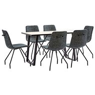 7-piece Dining Set, Black Faux Leather 3050505 - Dining Set