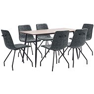 7-piece Dining Set, Black Faux Leather 3050725 - Dining Set