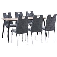 7-piece Dining Set Black Faux Leather 3050735 - Dining Set