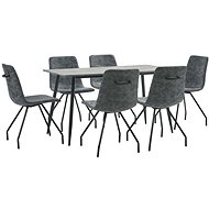 7-piece Dining Set Black Faux Leather 3050943 - Dining Set