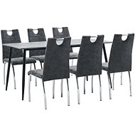 7-piece Dining Set Black Faux Leather 3050955 - Dining Set