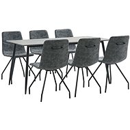 7-piece Dining Set Black Faux Leather 3050987 - Dining Set