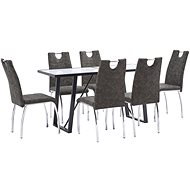 7-piece Dining Set, Brown Faux Leather 3050075 - Dining Set