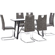 7-piece Dining Set, Brown Faux Leather 3050085 - Dining Set