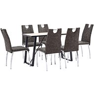 7-piece Dining Set Brown Faux Leather 3050427 - Dining Set