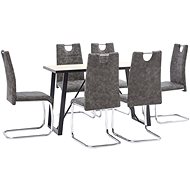 7-piece Dining Set, Brown Faux Leather 3050437 - Dining Set