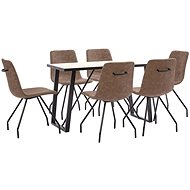 7-piece Dining Set, Brown Faux Leather 3050467 - Dining Set