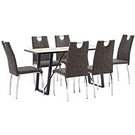 7-piece Dining Set, Brown Faux Leather 3050471 - Dining Set