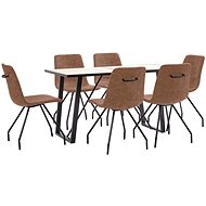 7-piece Dining Set, Brown Faux Leather 3050511 - Dining Set