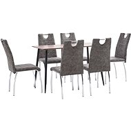 7-piece Dining Set, Brown Faux Leather 3050647 - Dining Set