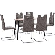 7-piece dining set brown faux leather 3050657 - Dining Set