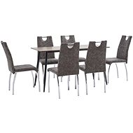 7-piece Dining Set Brown Faux Leather 3050691 - Dining Set