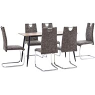 7-piece Dining Set Brown Faux Leather 3050701 - Dining Set