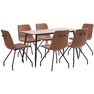 7-piece Dining Set Brown Faux Leather 3050731 - Dining Set