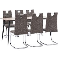 7-piece Dining Set, Brown Faux Leather 3050743 - Dining Set