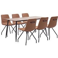 7-piece Dining Set, Brown Faux Leather 3050773 - Dining Set